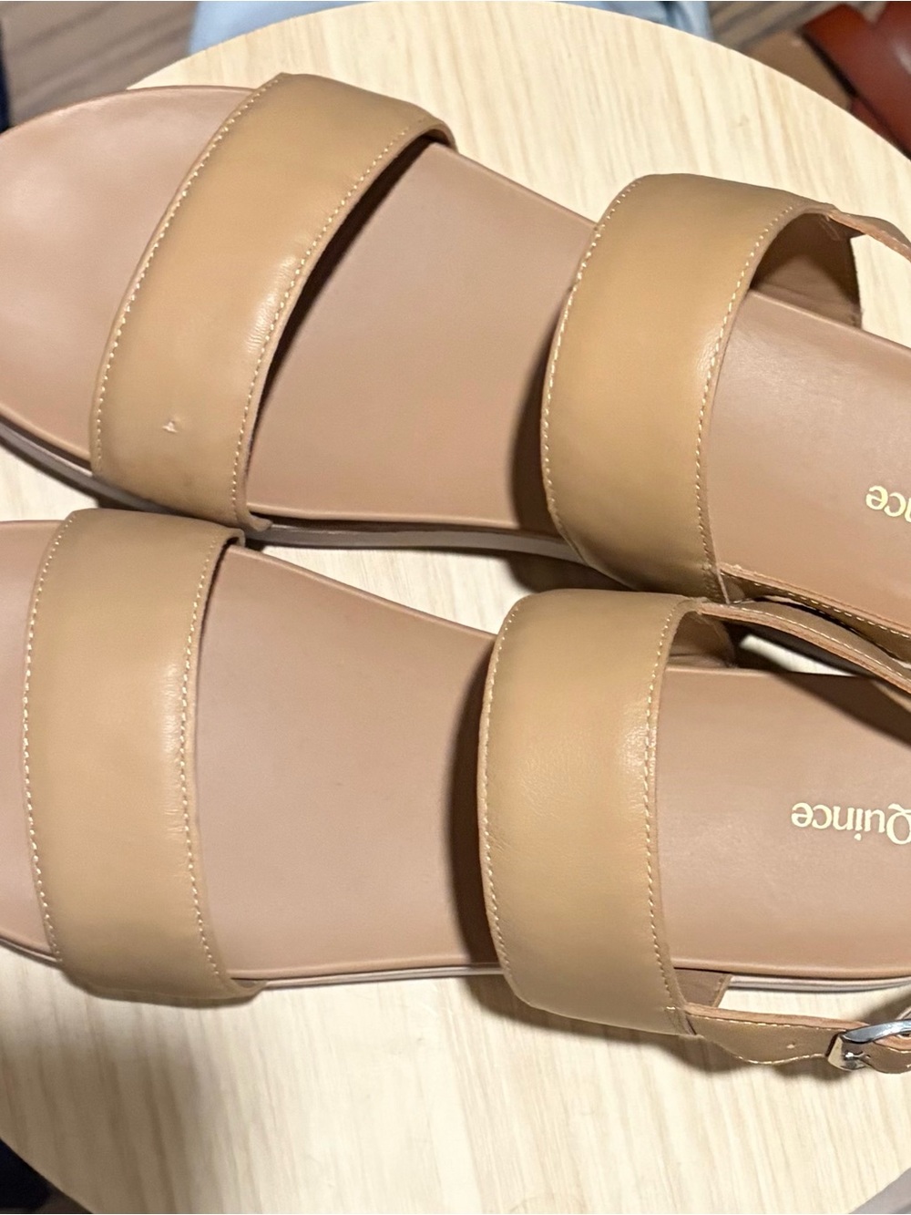 Classic Two-Band Tan Women’s Slide Sandals
